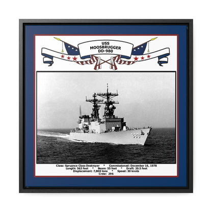 USS Moosbrugger DD-980 Navy Floating Frame Photo Front View