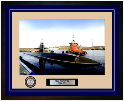 USS Memphis SSN-691 Framed Navy Ship Photo Blue