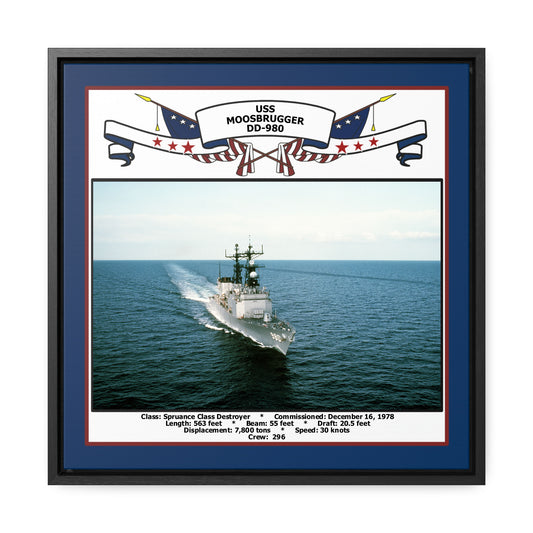 USS Moosbrugger DD-980 Navy Floating Frame Photo Front View