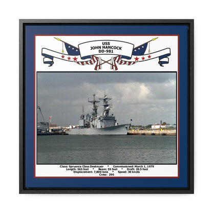 USS John Hancock DD-981 Navy Floating Frame Photo Front View