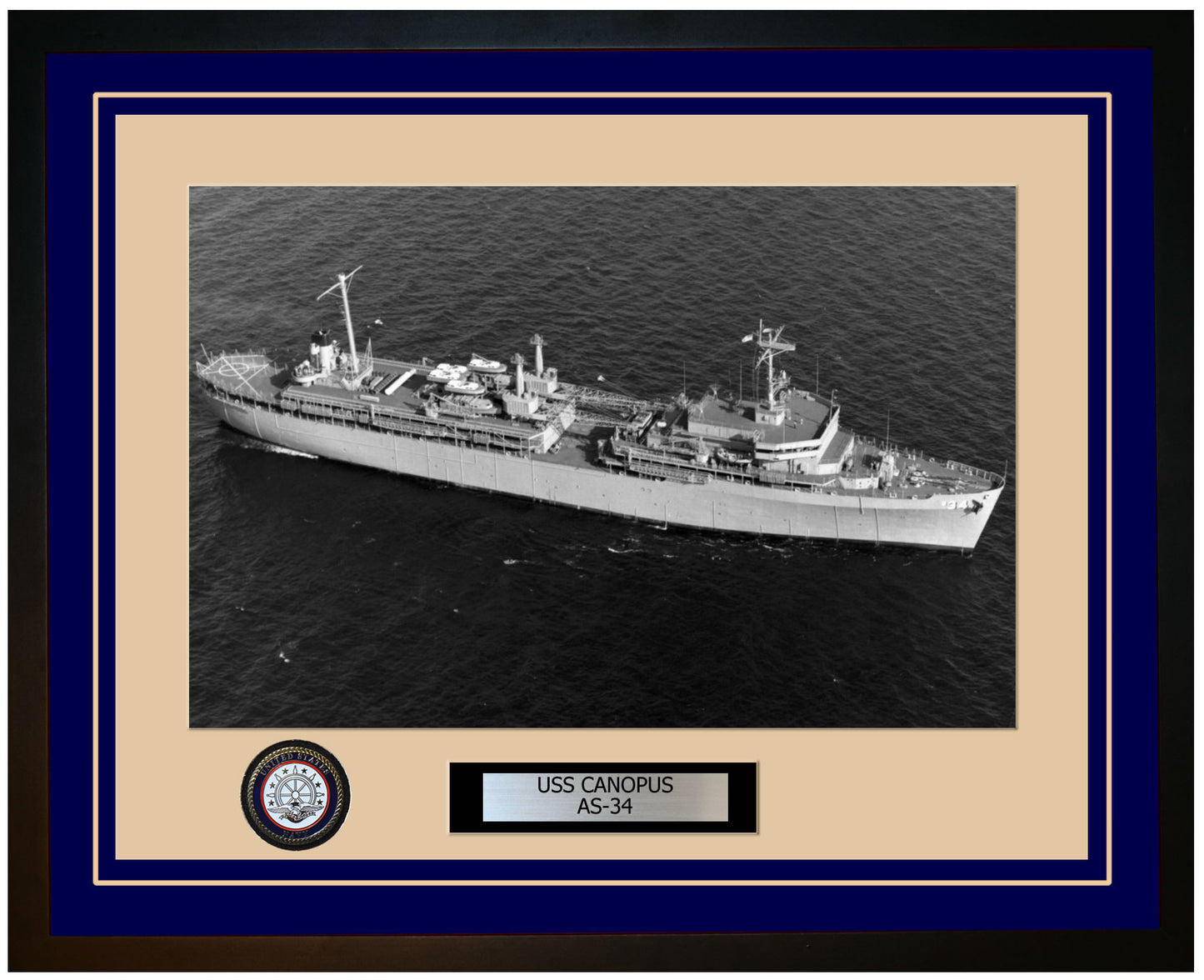 USS CANOPUS AS-34 Framed Navy Ship Photo Blue