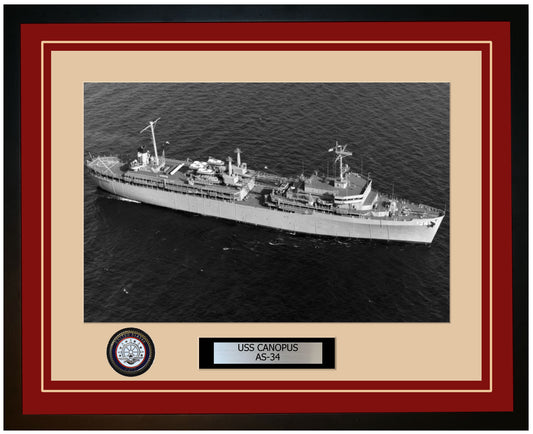 USS CANOPUS AS-34 Framed Navy Ship Photo Burgundy