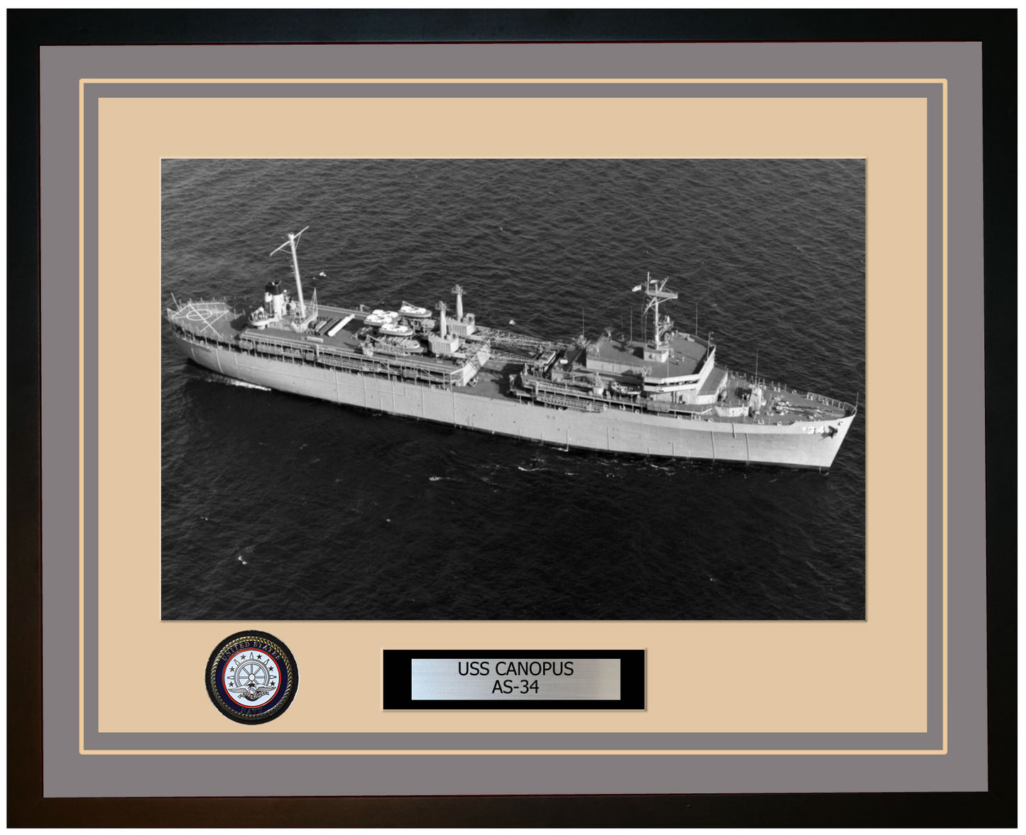 USS CANOPUS AS-34 Framed Navy Ship Photo Grey
