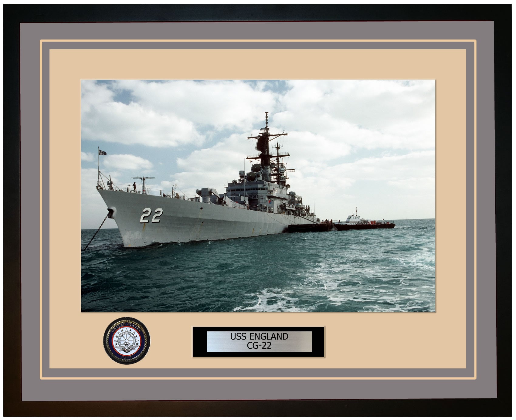 USS ENGLAND CG-22 Framed Navy Ship Photo Grey