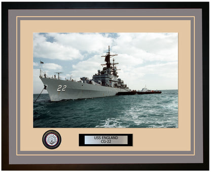 USS ENGLAND CG-22 Framed Navy Ship Photo Grey