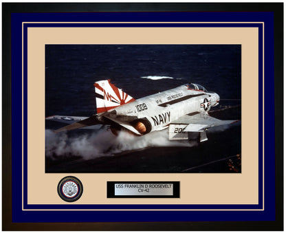 USS FRANKLIN D ROOSEVELT CV-42 Framed Navy Ship Photo Blue