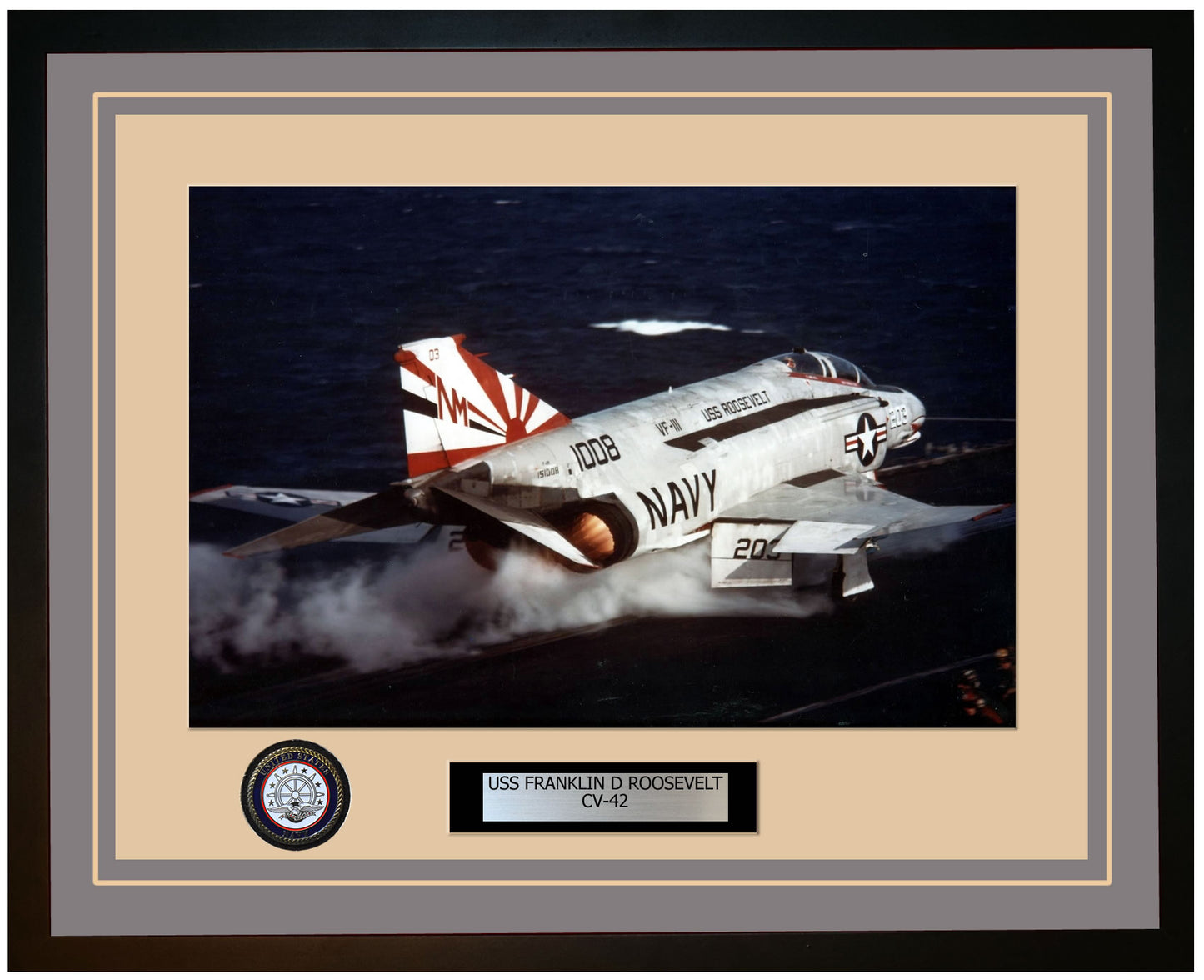 USS FRANKLIN D ROOSEVELT CV-42 Framed Navy Ship Photo Grey
