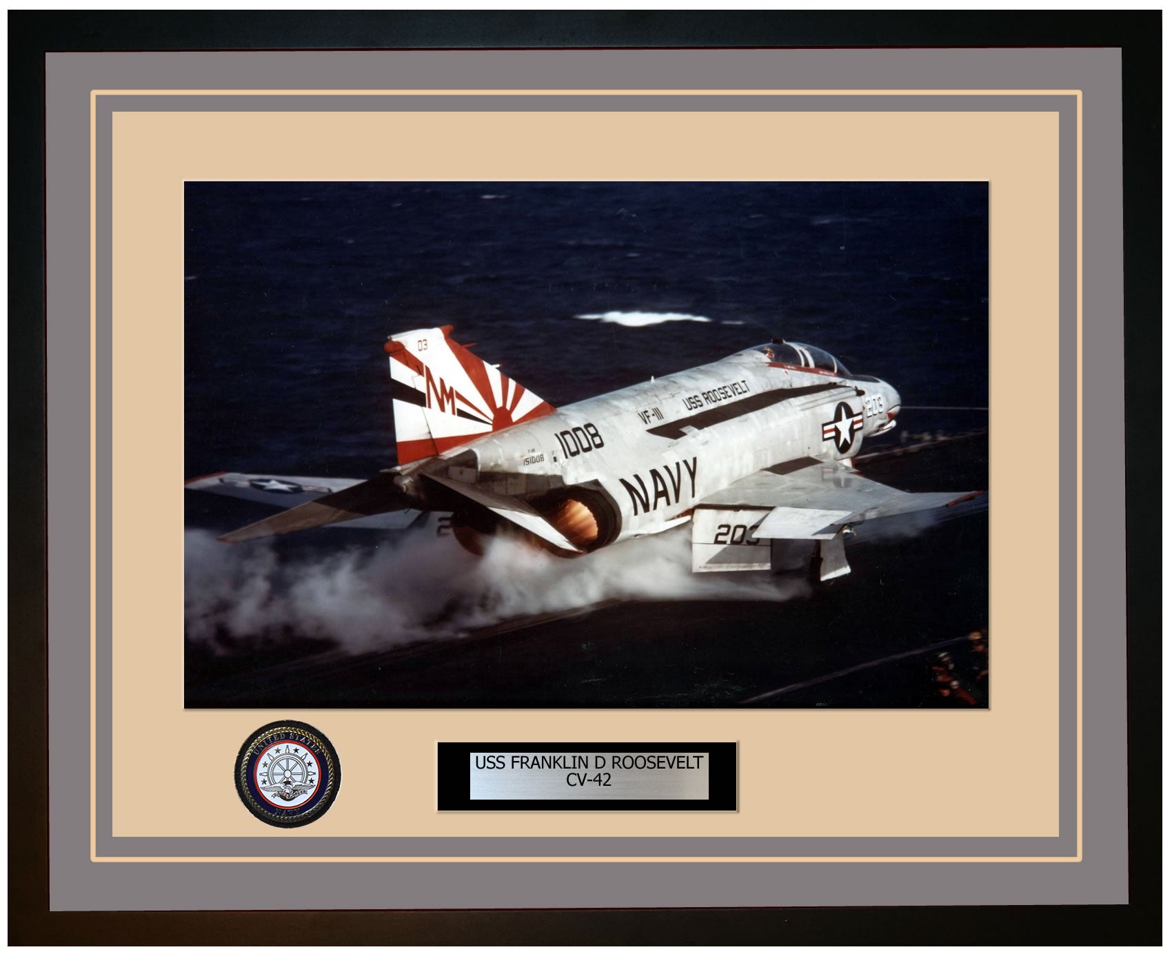 USS FRANKLIN D ROOSEVELT CV-42 Framed Navy Ship Photo Grey