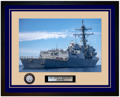 USS JAMES E WILLIAMS DDG-95 Framed Navy Ship Photo Blue