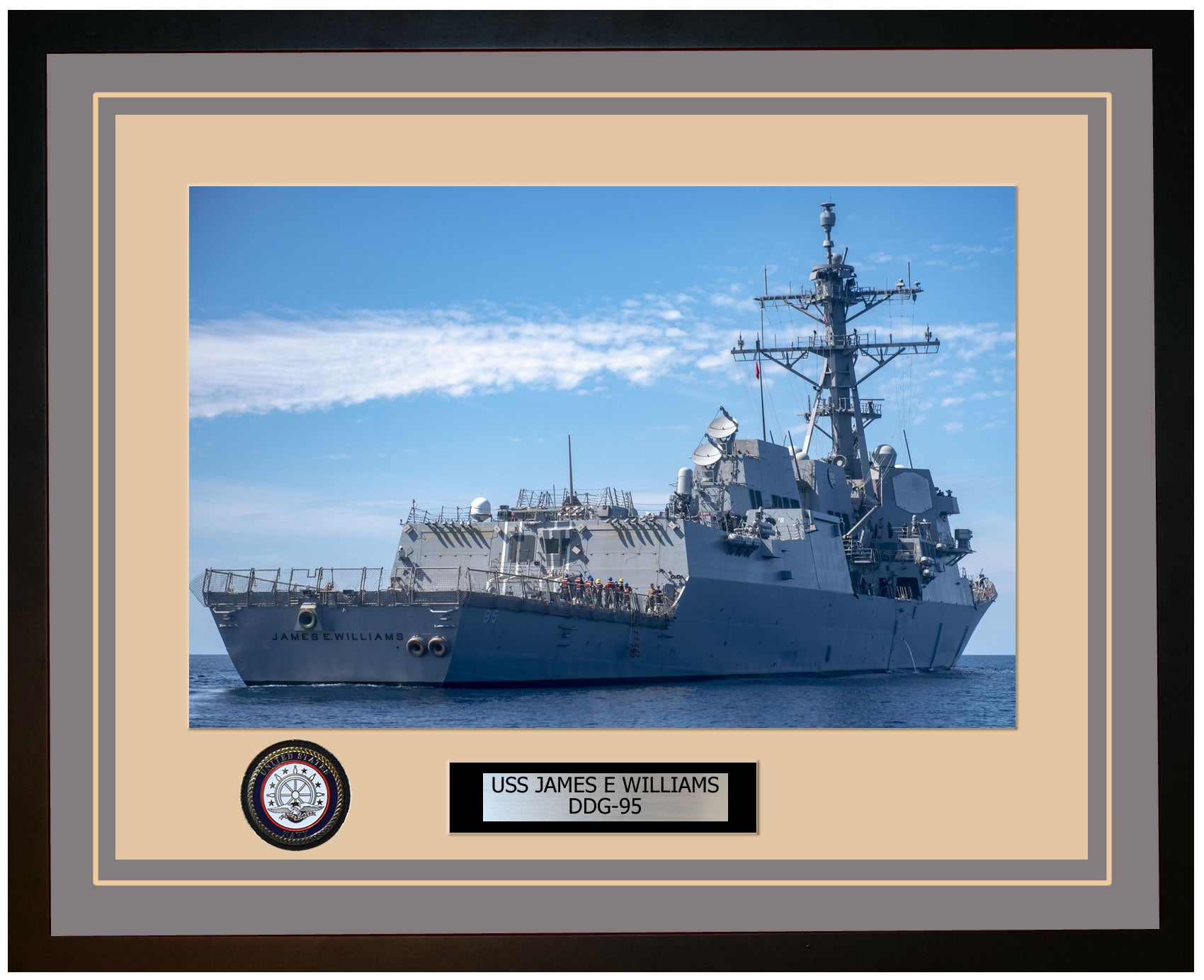 USS JAMES E WILLIAMS DDG-95 Framed Navy Ship Photo Grey