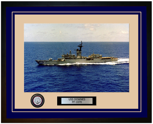 USS DOWNES FF-1070 Framed Navy Ship Photo Blue