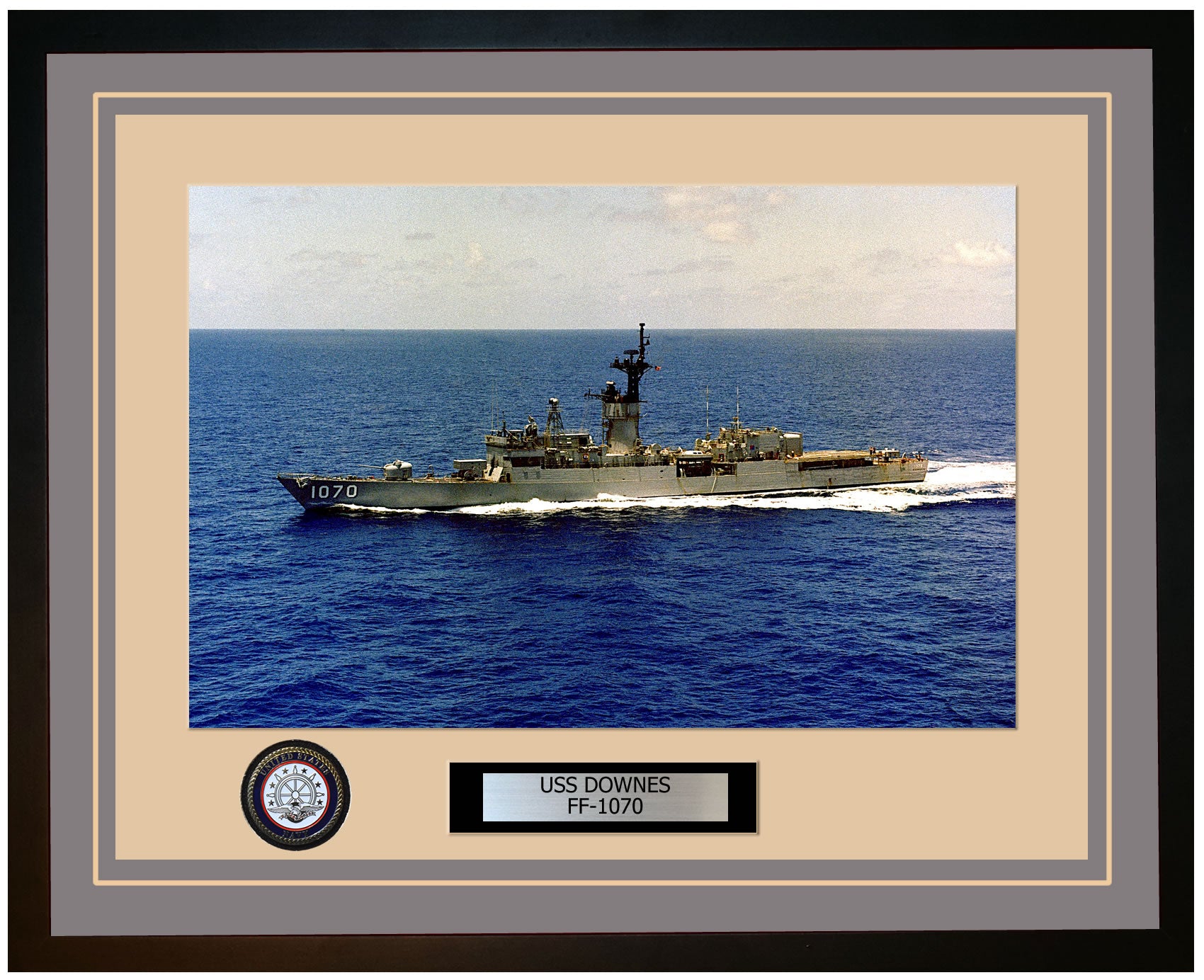 USS DOWNES FF-1070 Framed Navy Ship Photo Grey