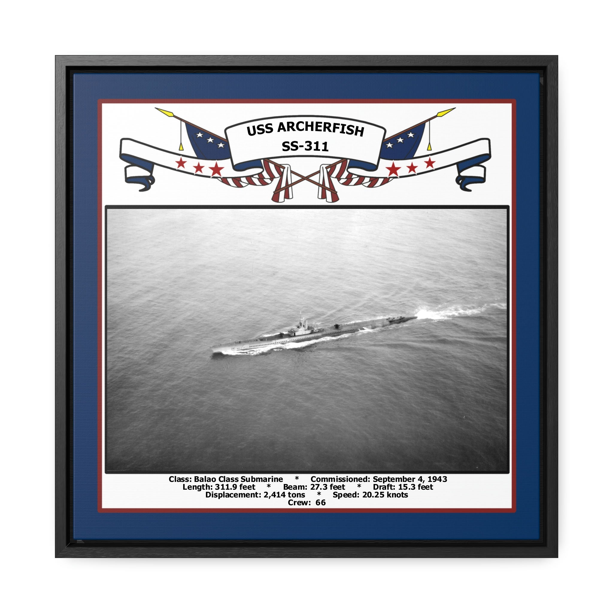 USS Archerfish SS-311 Navy Floating Frame Photo – Navy Emporium