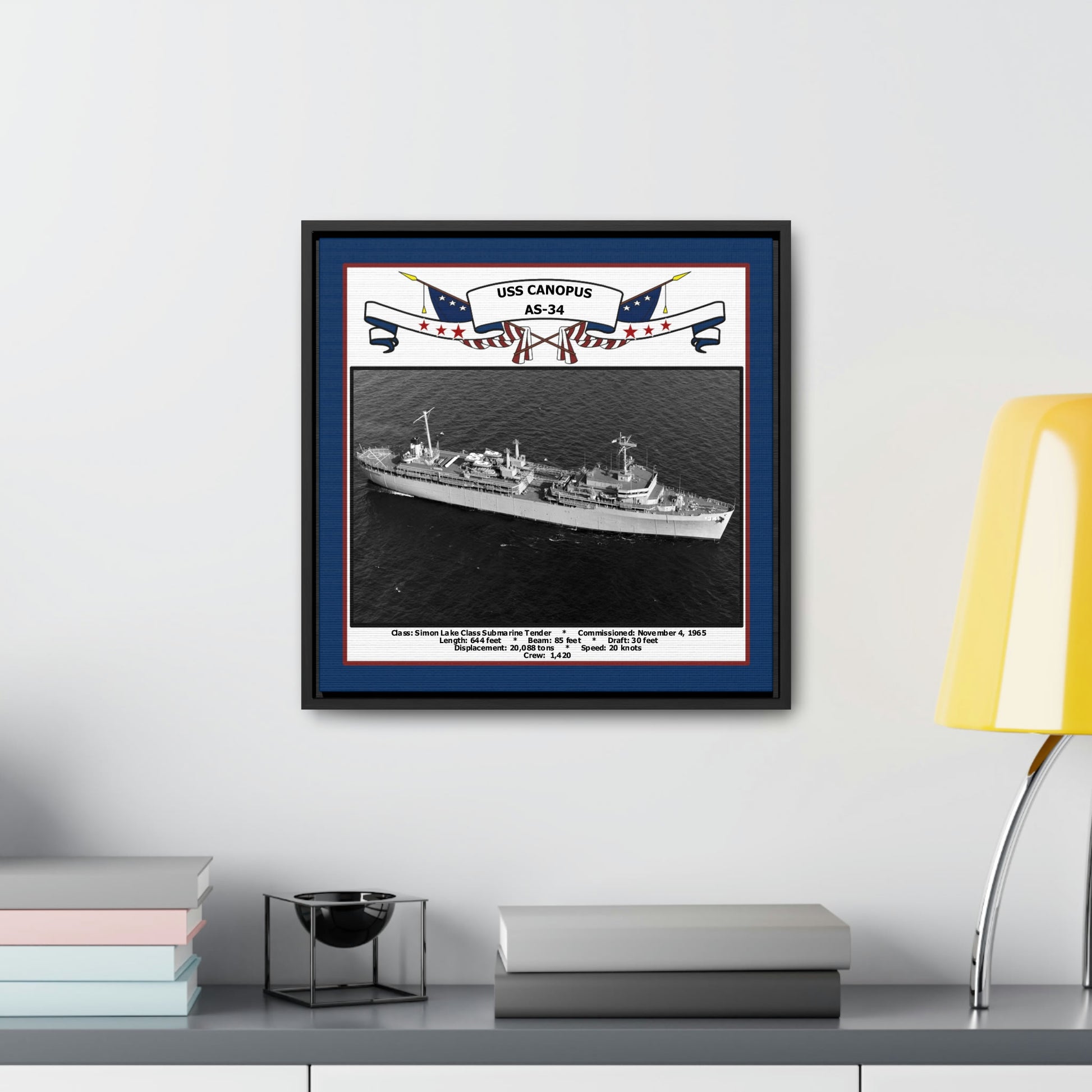 USS Canopus AS-34 Navy Floating Frame Photo Desk View