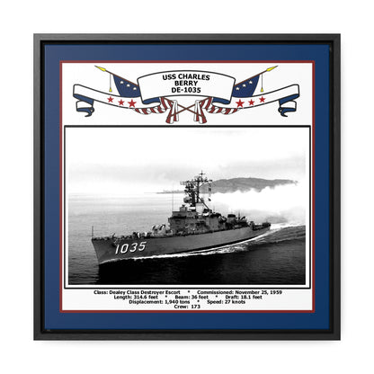 USS Charles Berry DE-1035 Navy Floating Frame Photo Front View