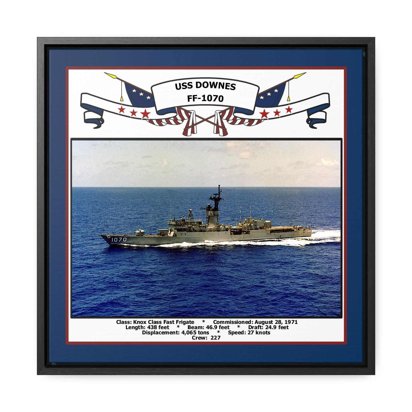 USS Downes FF-1070 Navy Floating Frame Photo Front View