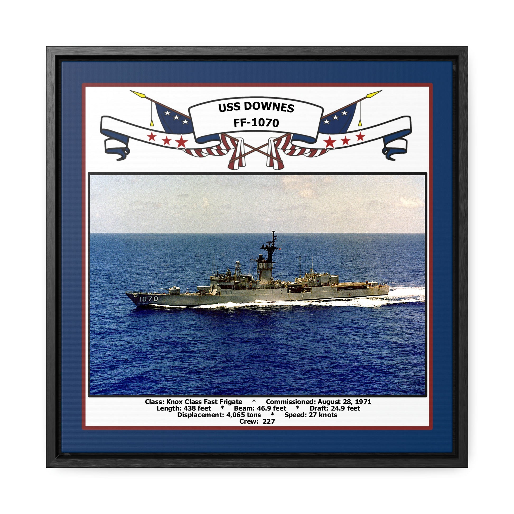 USS Downes FF-1070 Navy Floating Frame Photo Front View