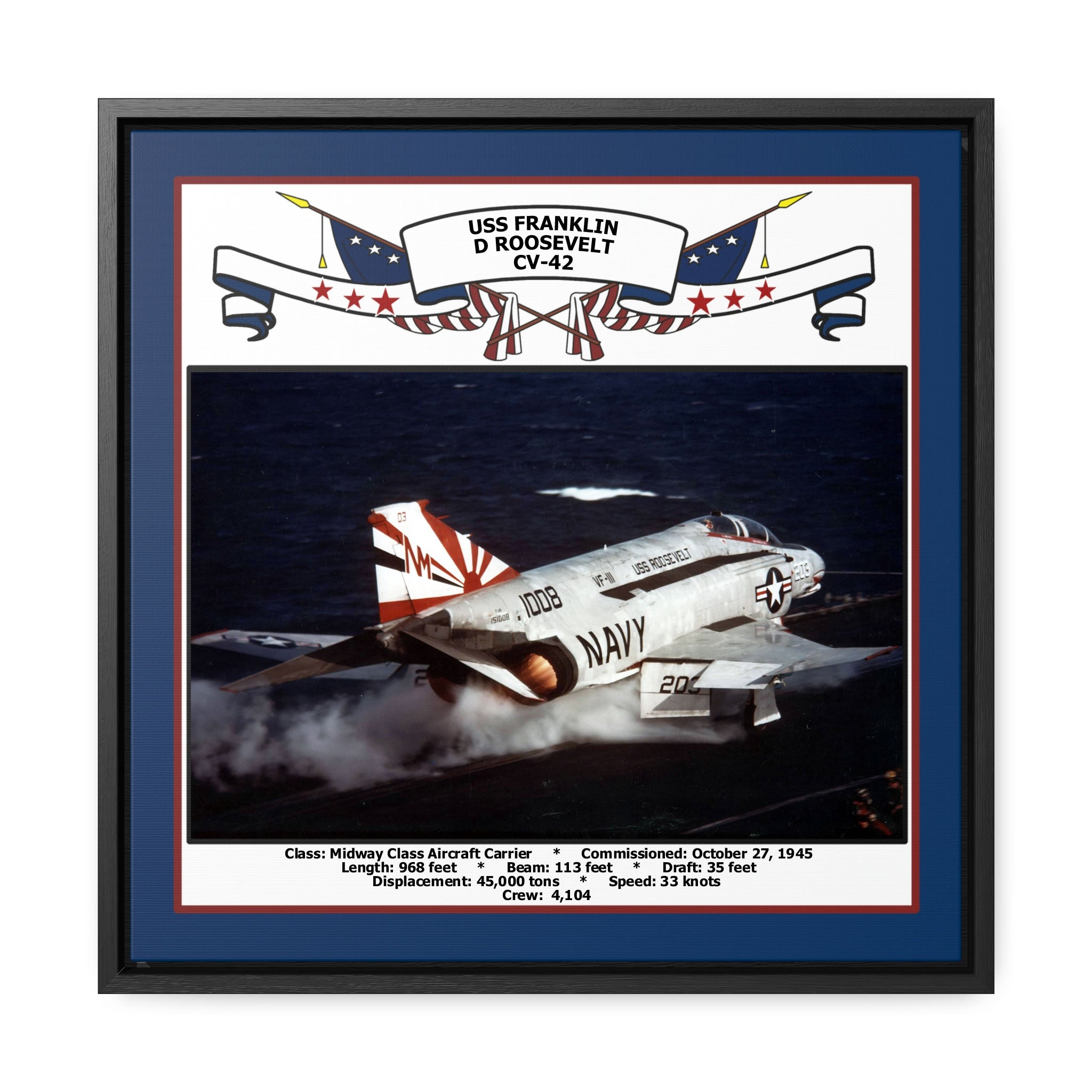 USS Franklin D Roosevelt CV-42 Navy Floating Frame Photo – Navy Emporium