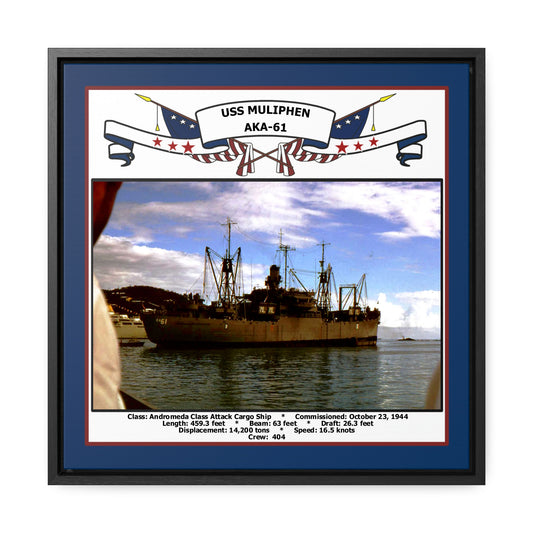 USS Muliphen AKA-61 Navy Floating Frame Photo Front View
