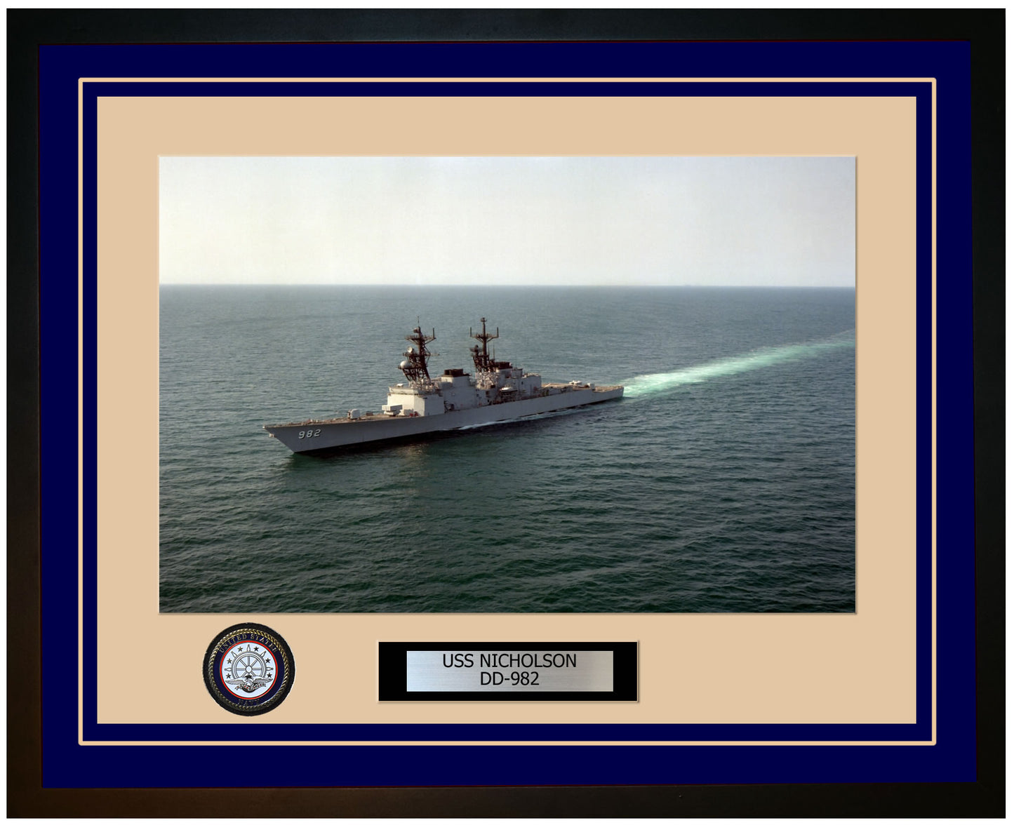 USS NICHOLSON DD-982 Framed Navy Ship Photo Blue