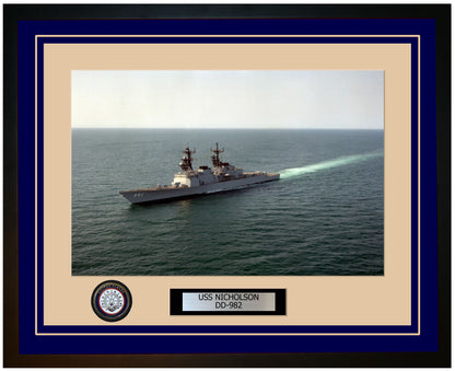 USS NICHOLSON DD-982 Framed Navy Ship Photo Blue