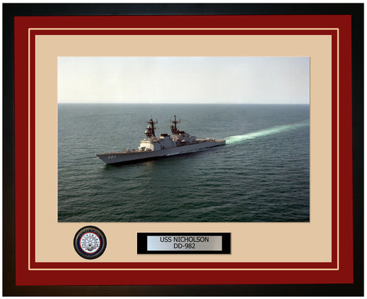 USS NICHOLSON DD-982 Framed Navy Ship Photo Burgundy
