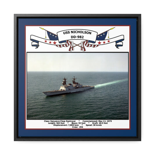 USS Nicholson DD-982 Navy Floating Frame Photo Front View