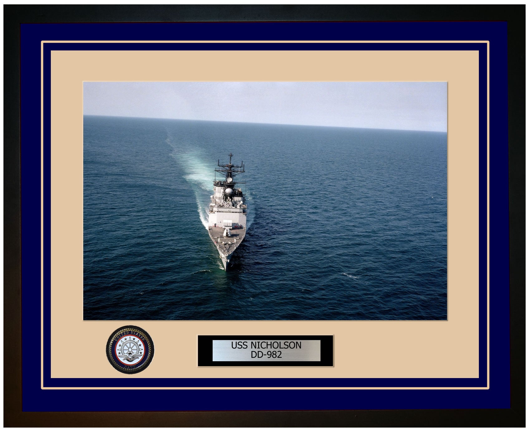 USS NICHOLSON DD-982 Framed Navy Ship Photo Blue