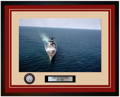 USS NICHOLSON DD-982 Framed Navy Ship Photo Burgundy