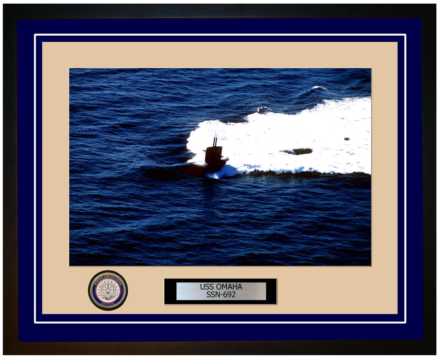 USS Omaha SSN-692 Framed Navy Ship Photo Blue