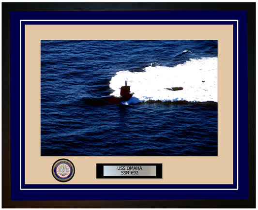 USS Omaha SSN-692 Framed Navy Ship Photo Blue