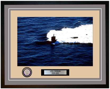 USS Omaha SSN-692 Framed Navy Ship Photo Grey