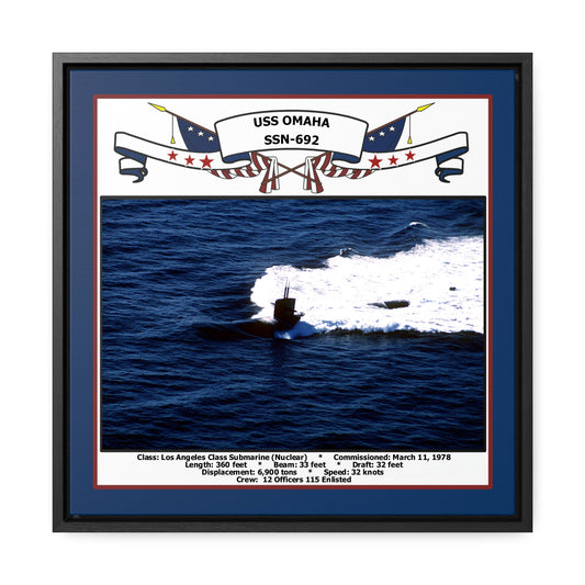 USS Omaha SSN-692 Navy Floating Frame Photo Front View