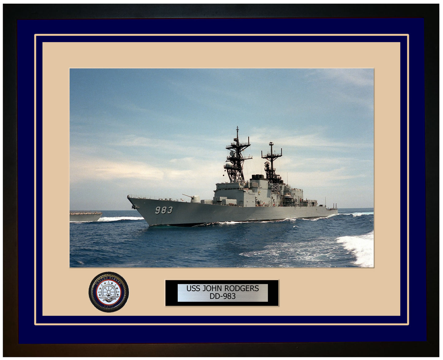 USS JOHN RODGERS DD-983 Framed Navy Ship Photo Blue