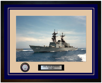 USS JOHN RODGERS DD-983 Framed Navy Ship Photo Blue