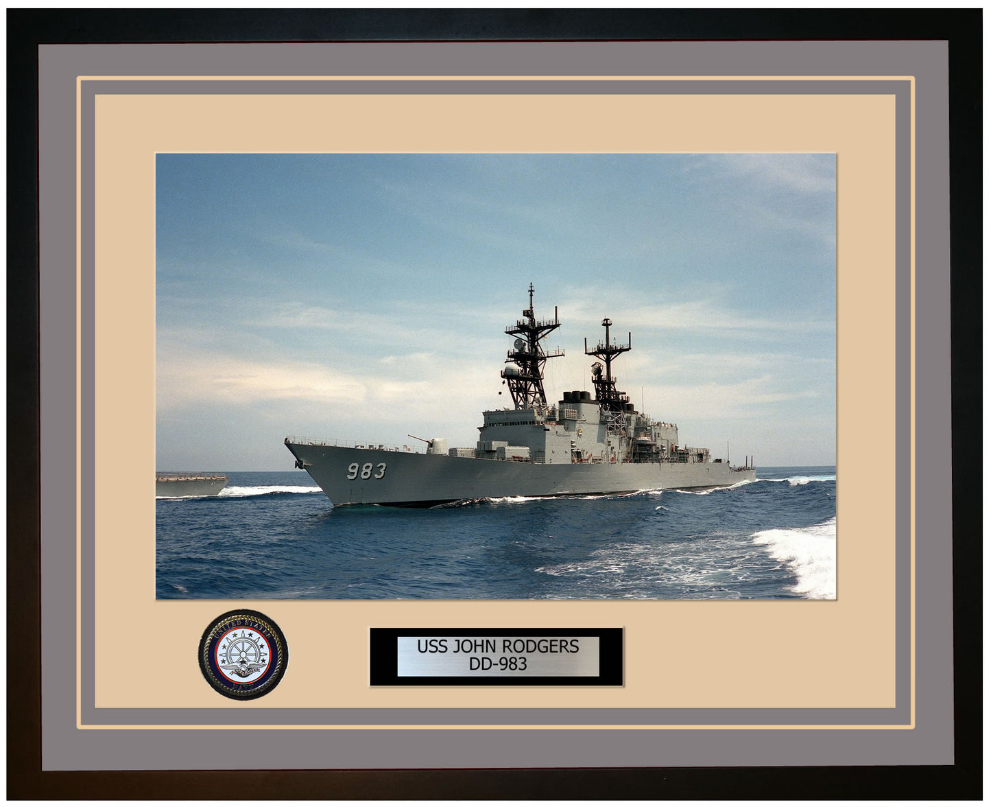 USS JOHN RODGERS DD-983 Framed Navy Ship Photo Grey