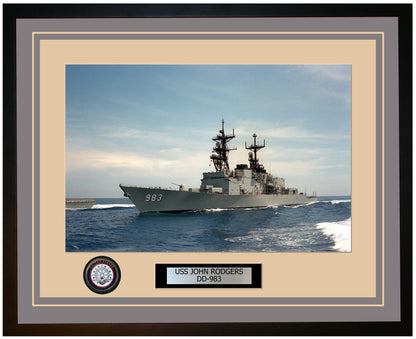 USS JOHN RODGERS DD-983 Framed Navy Ship Photo Grey