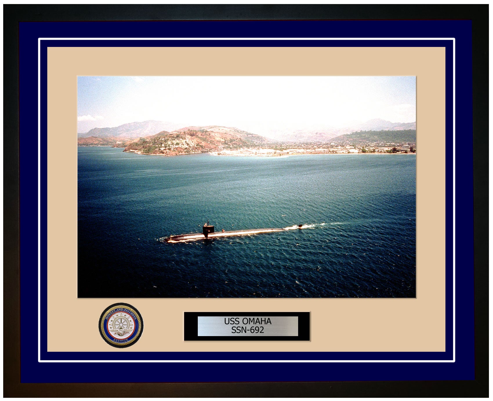 USS Omaha SSN-692 Framed Navy Ship Photo Blue