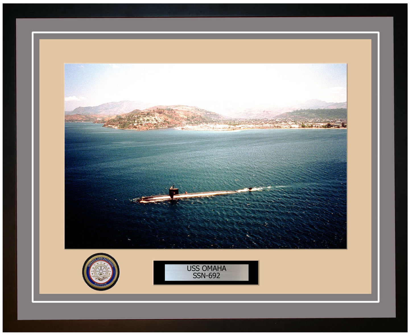 USS Omaha SSN-692 Framed Navy Ship Photo Grey