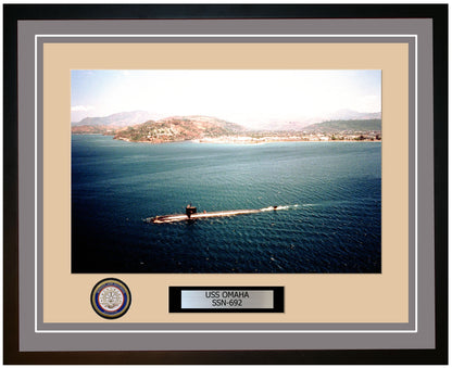 USS Omaha SSN-692 Framed Navy Ship Photo Grey