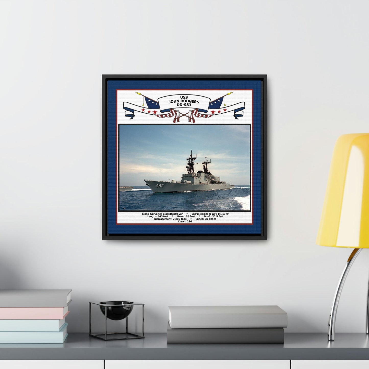 USS John Rodgers DD-983 Navy Floating Frame Photo Desk View