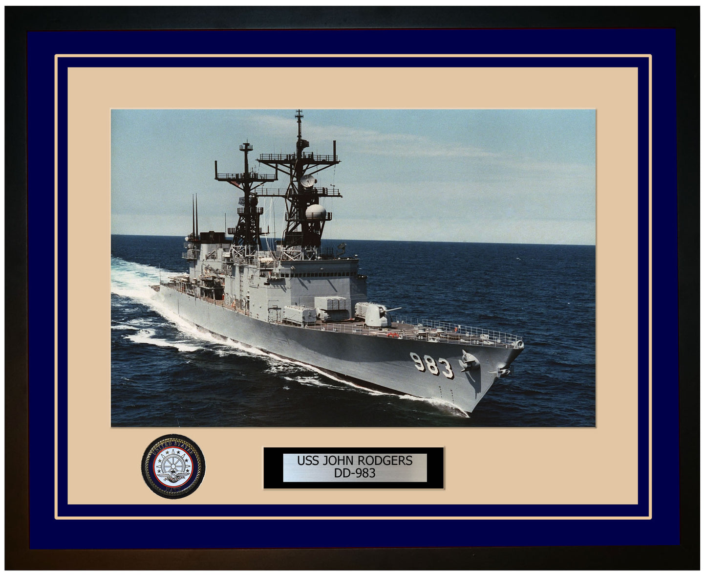 USS JOHN RODGERS DD-983 Framed Navy Ship Photo Blue