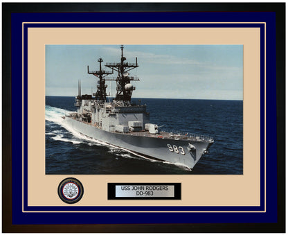 USS JOHN RODGERS DD-983 Framed Navy Ship Photo Blue