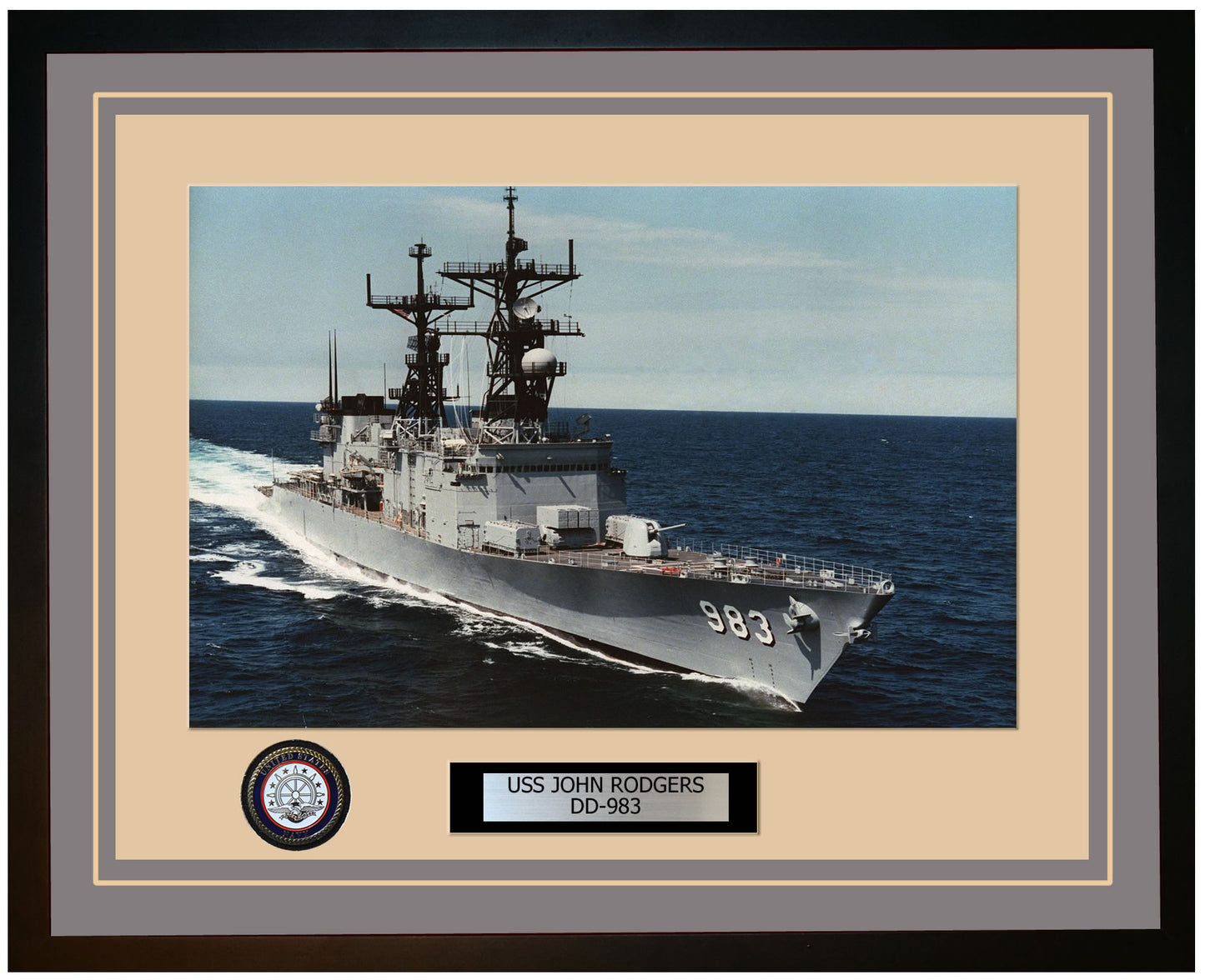 USS JOHN RODGERS DD-983 Framed Navy Ship Photo Grey