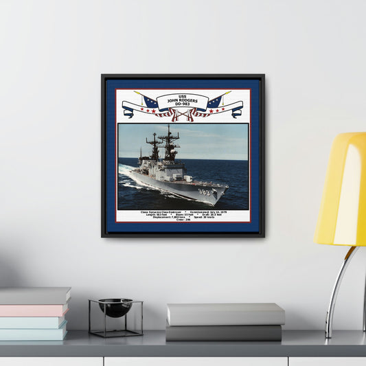 USS John Rodgers DD-983 Navy Floating Frame Photo Desk View