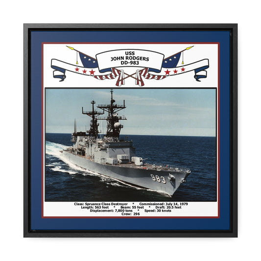 USS John Rodgers DD-983 Navy Floating Frame Photo Front View