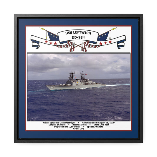 USS Leftwich DD-984 Navy Floating Frame Photo Front View