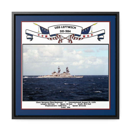 USS Leftwich DD-984 Navy Floating Frame Photo Front View