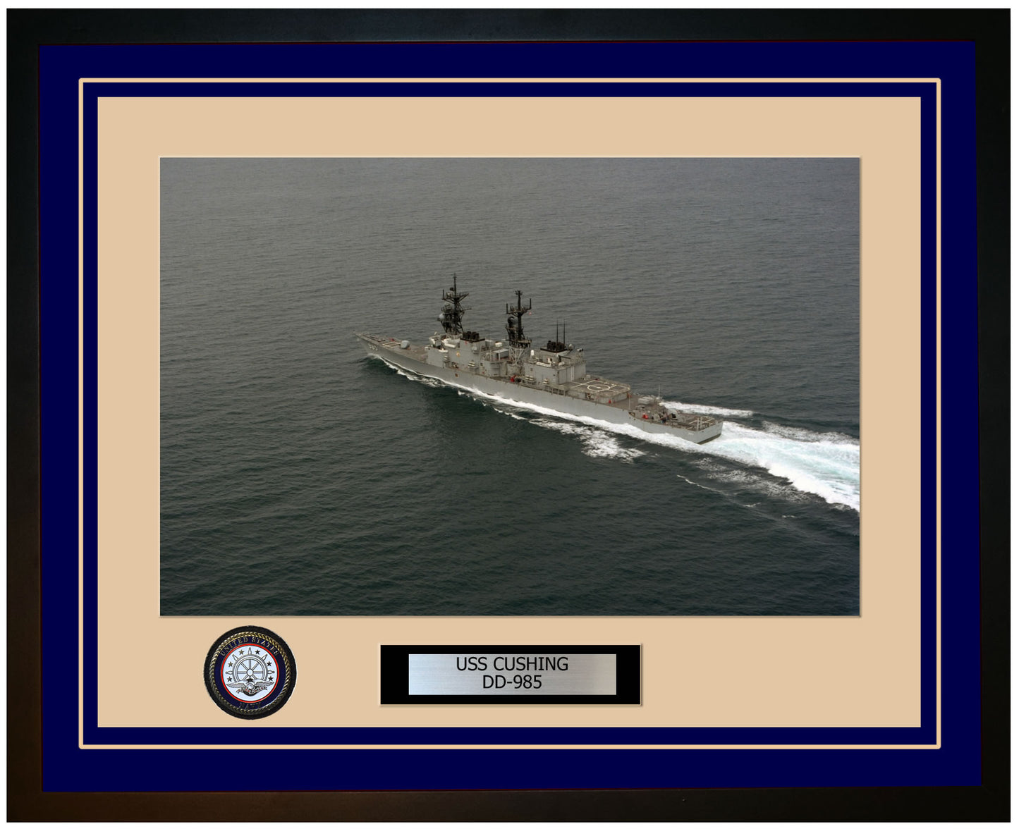 USS CUSHING DD-985 Framed Navy Ship Photo Blue
