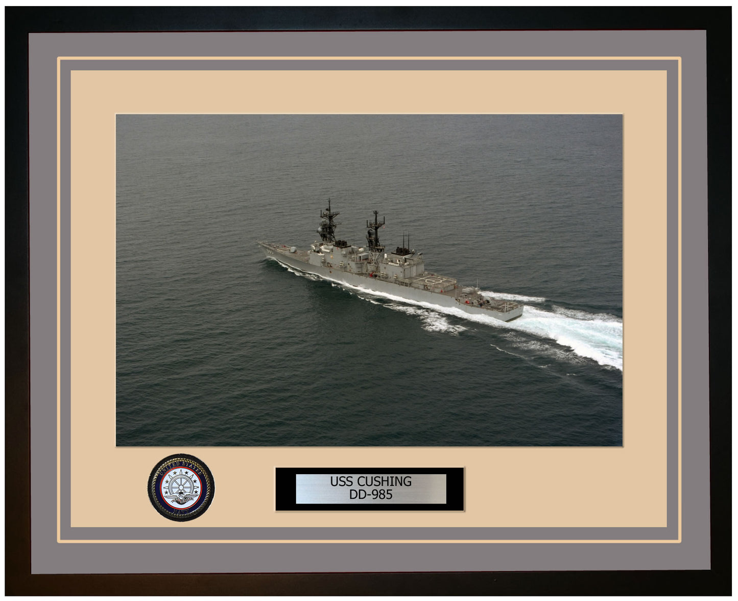 USS CUSHING DD-985 Framed Navy Ship Photo Grey